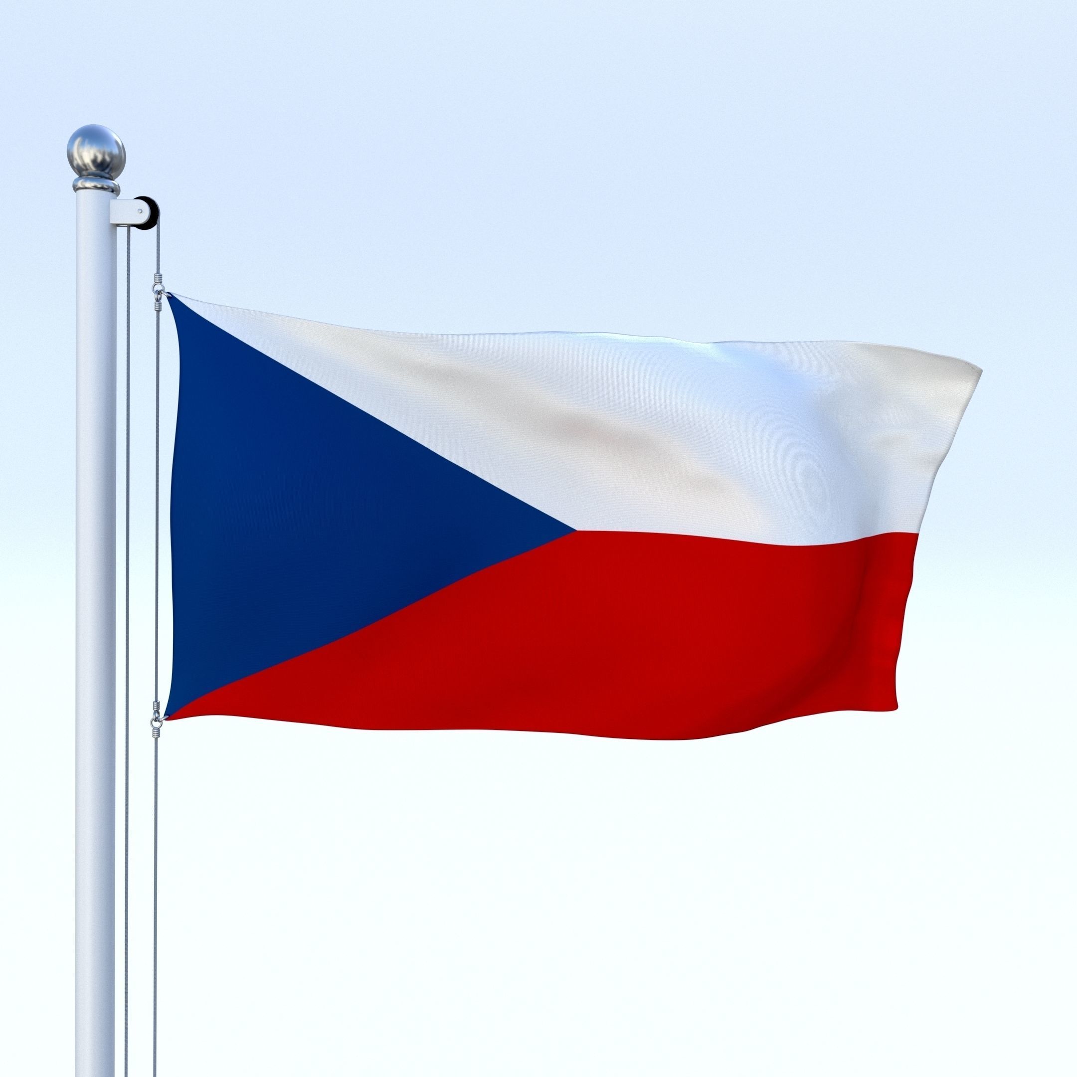 Animated Czech Republic Flag Low-poly 3D model_26