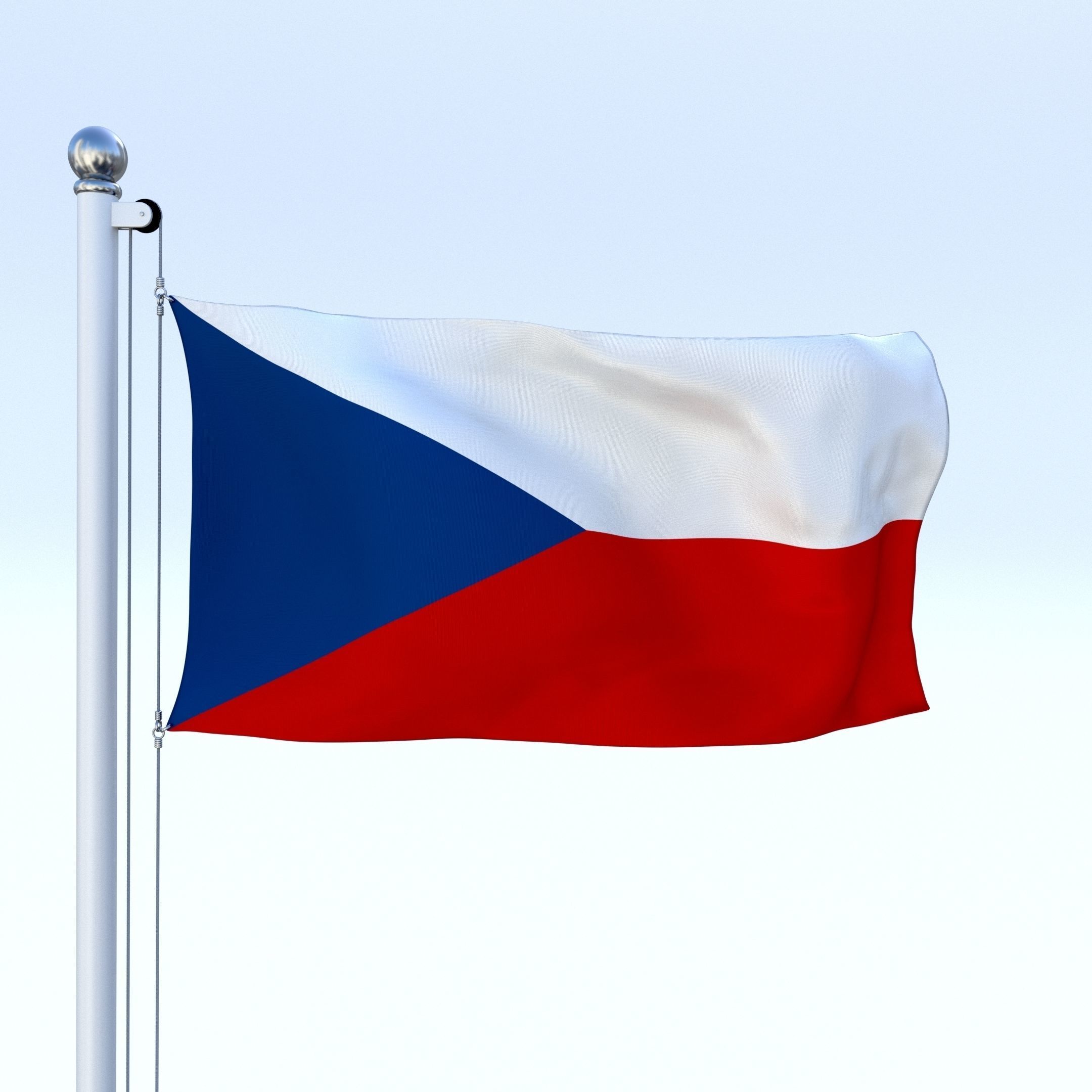 Animated Czech Republic Flag Low-poly 3D model_11