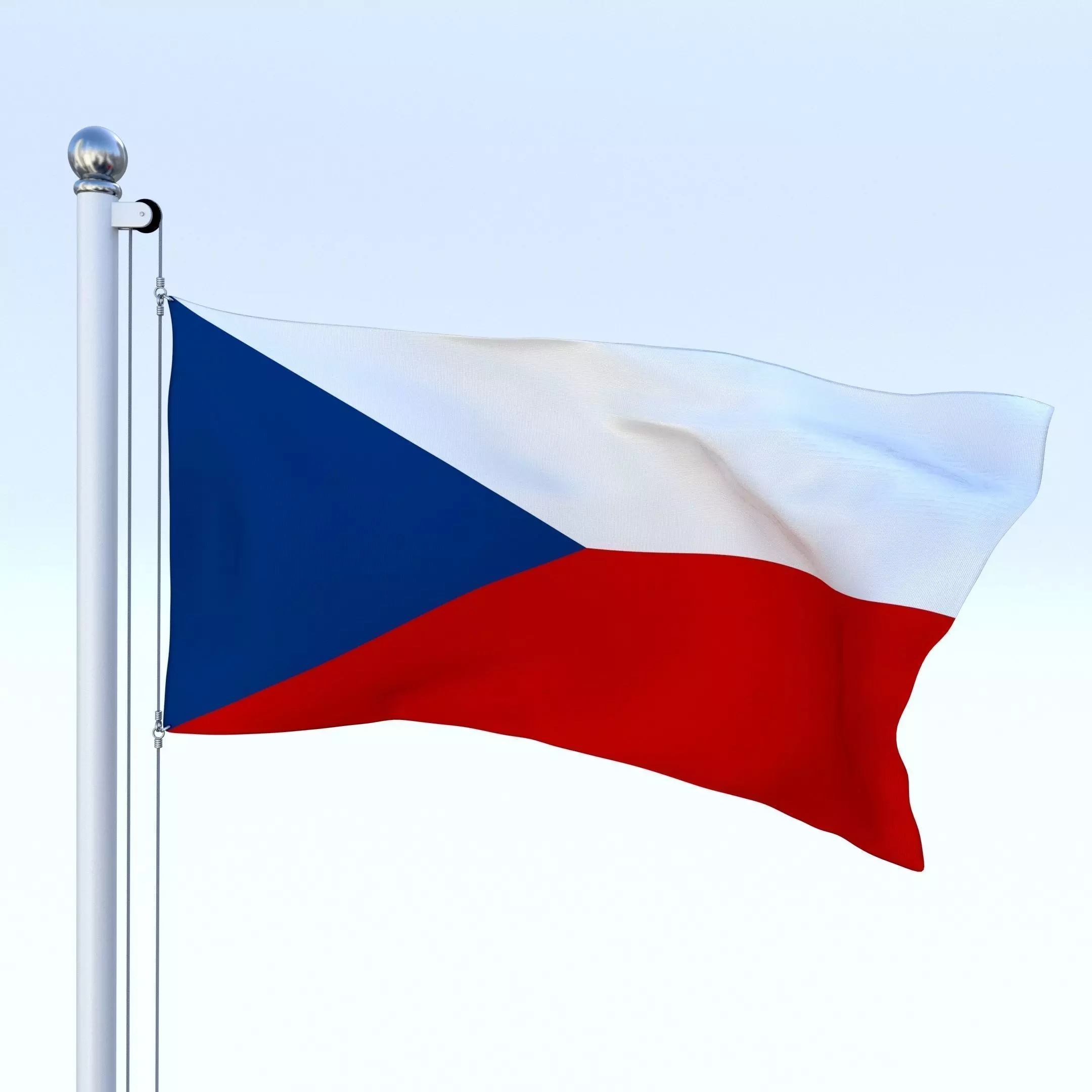 Animated Czech Republic Flag Low-poly 3D model_0