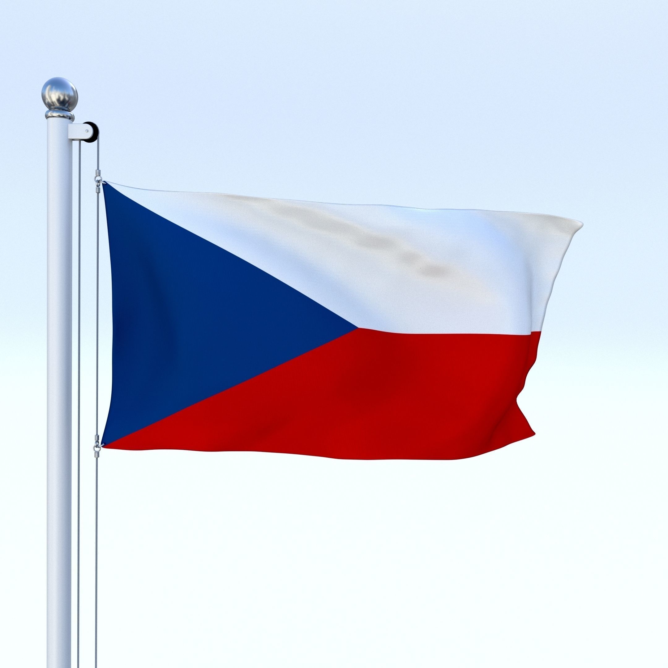 Animated Czech Republic Flag Low-poly 3D model_6
