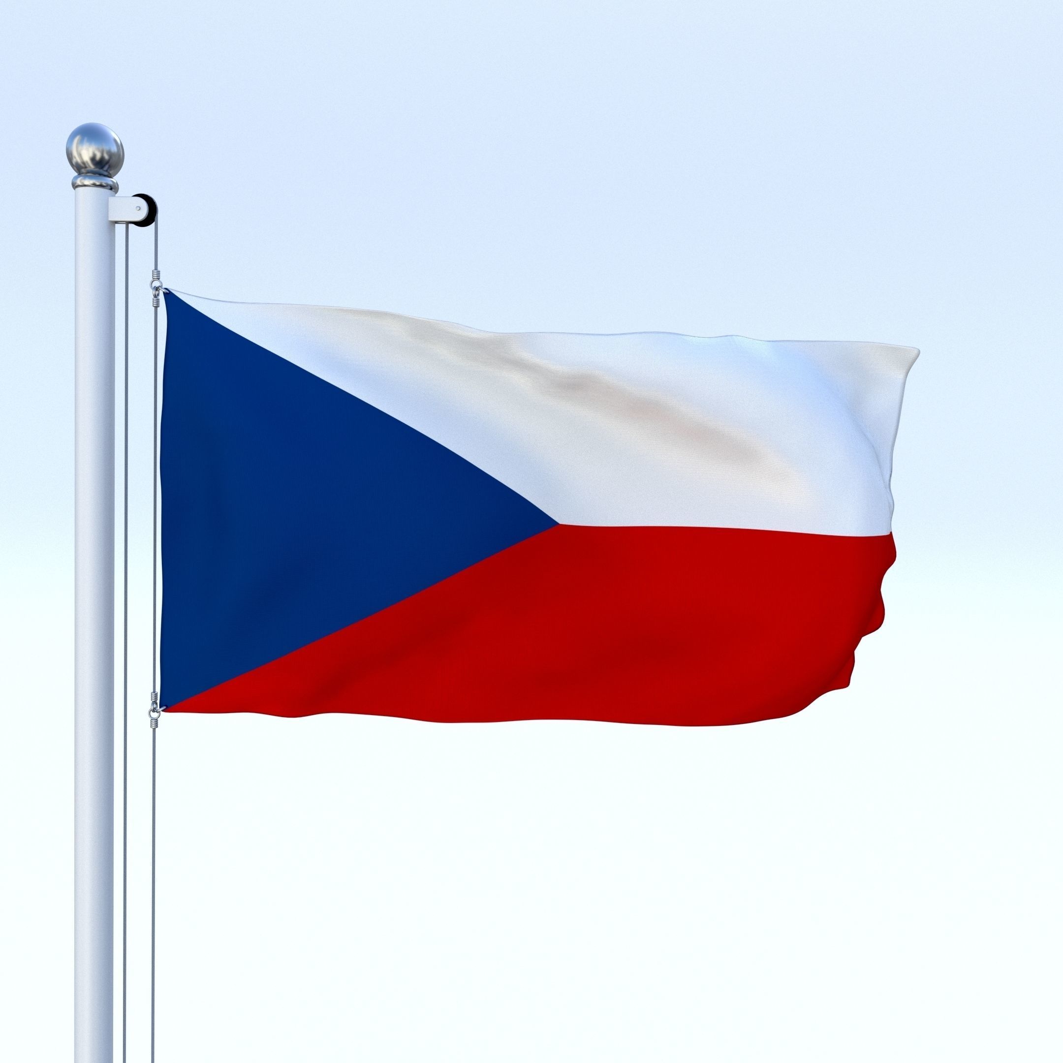 Animated Czech Republic Flag Low-poly 3D model_22