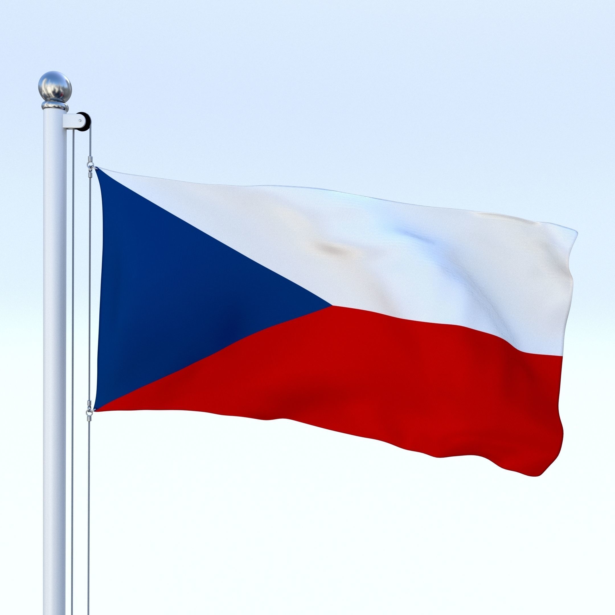 Animated Czech Republic Flag Low-poly 3D model_12