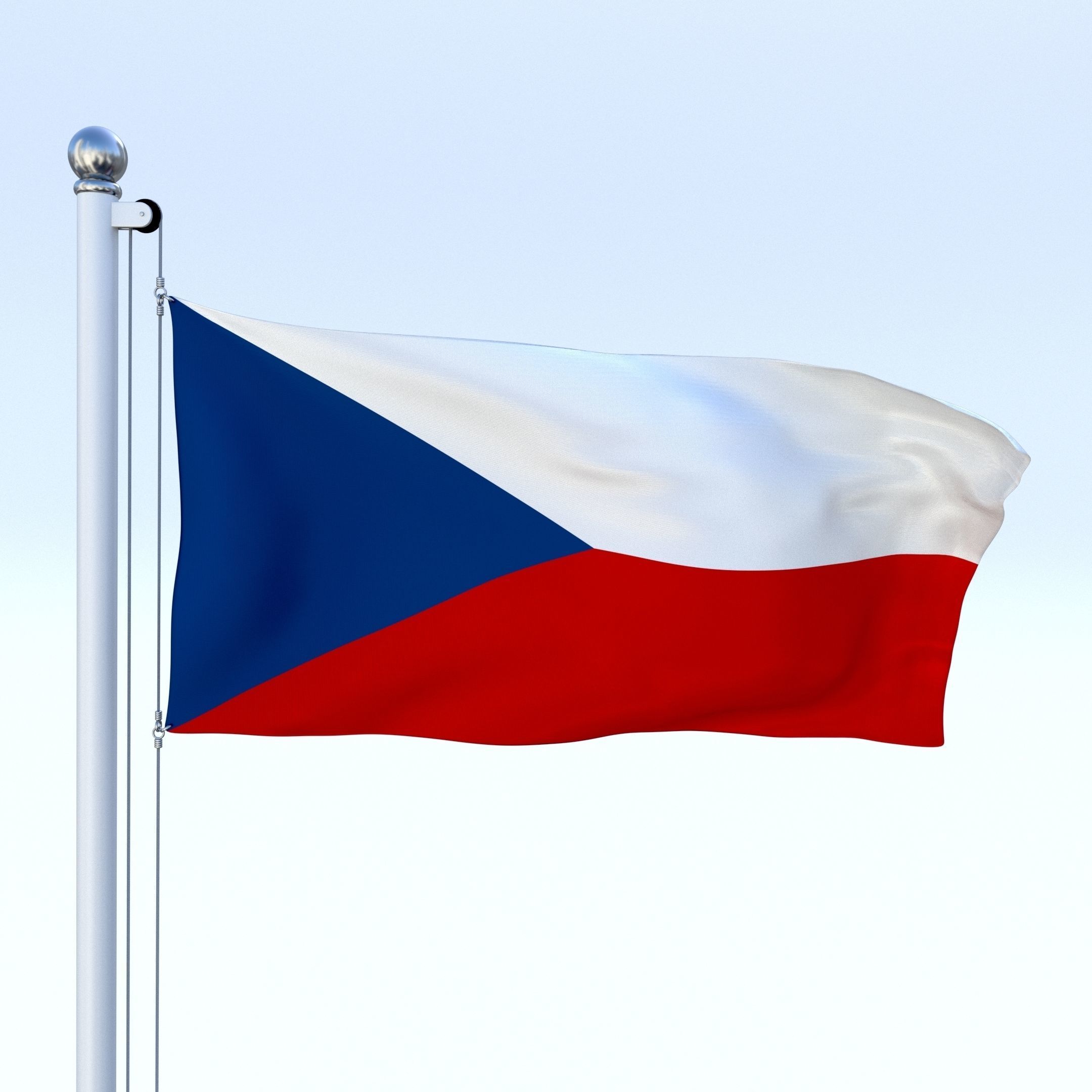 Animated Czech Republic Flag Low-poly 3D model_4