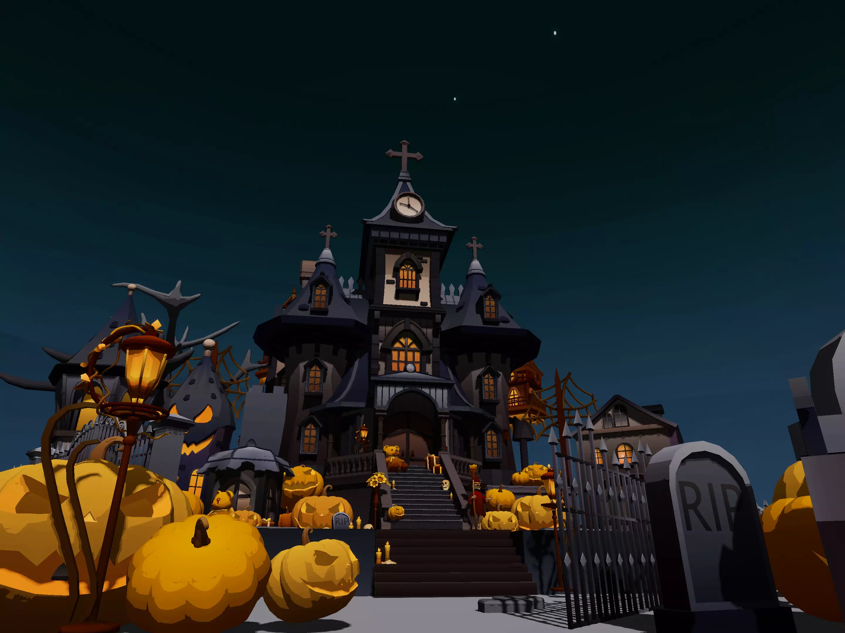 Halloween castle asset Low-poly 3D model_4