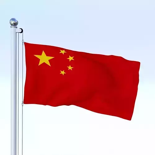 Animated Chinese Flag Low-poly 3D model