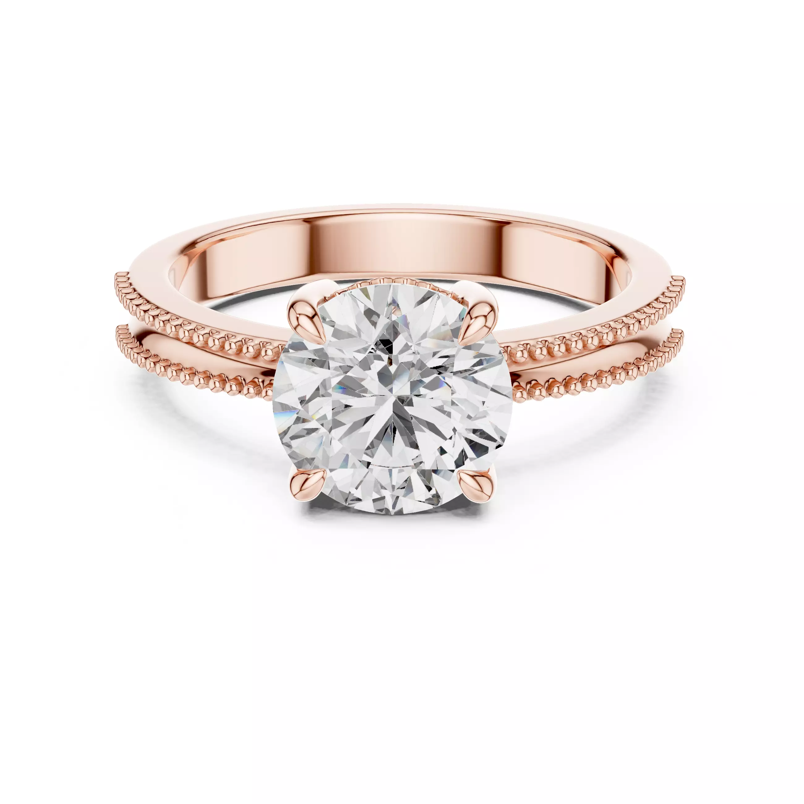 Round Diamond Solitaire Ring 3D print model
