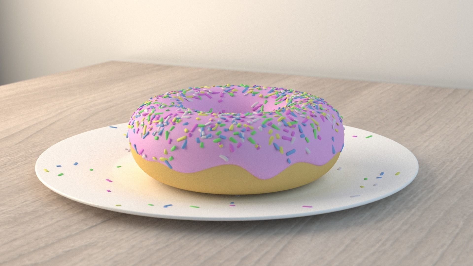 Donut two donuts with sprinkles on plate 3D model_4