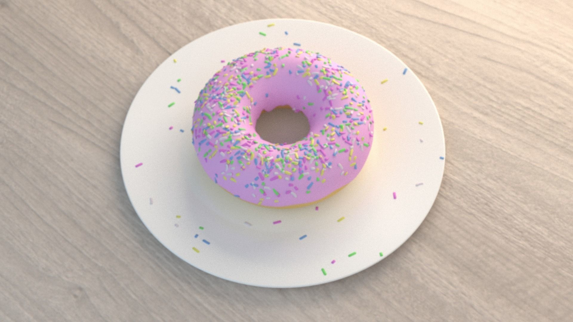 Donut two donuts with sprinkles on plate 3D model_3