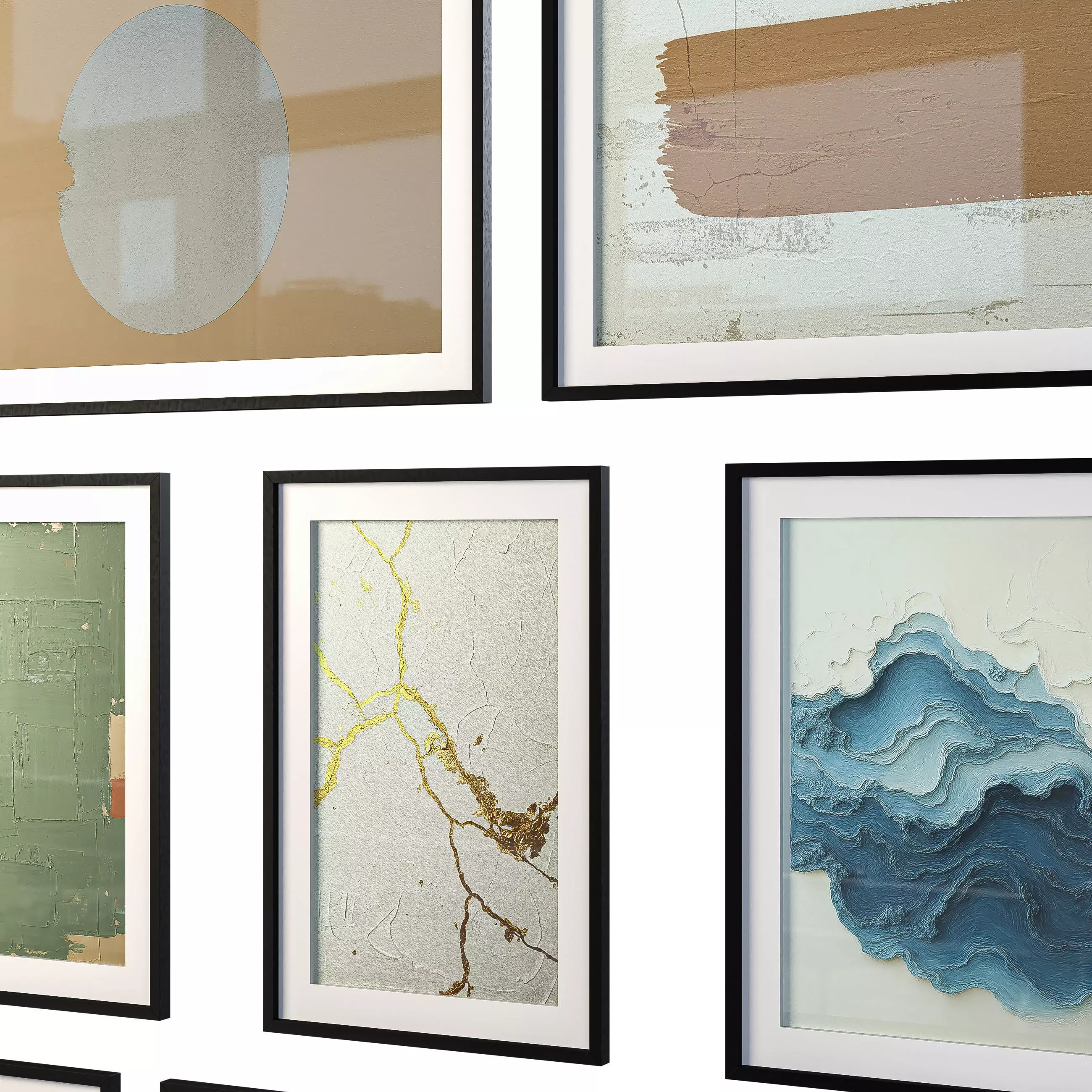 Japandi - Wabi Sabi Wall Art- Abstract - Frames -Set of 10 3D model_3