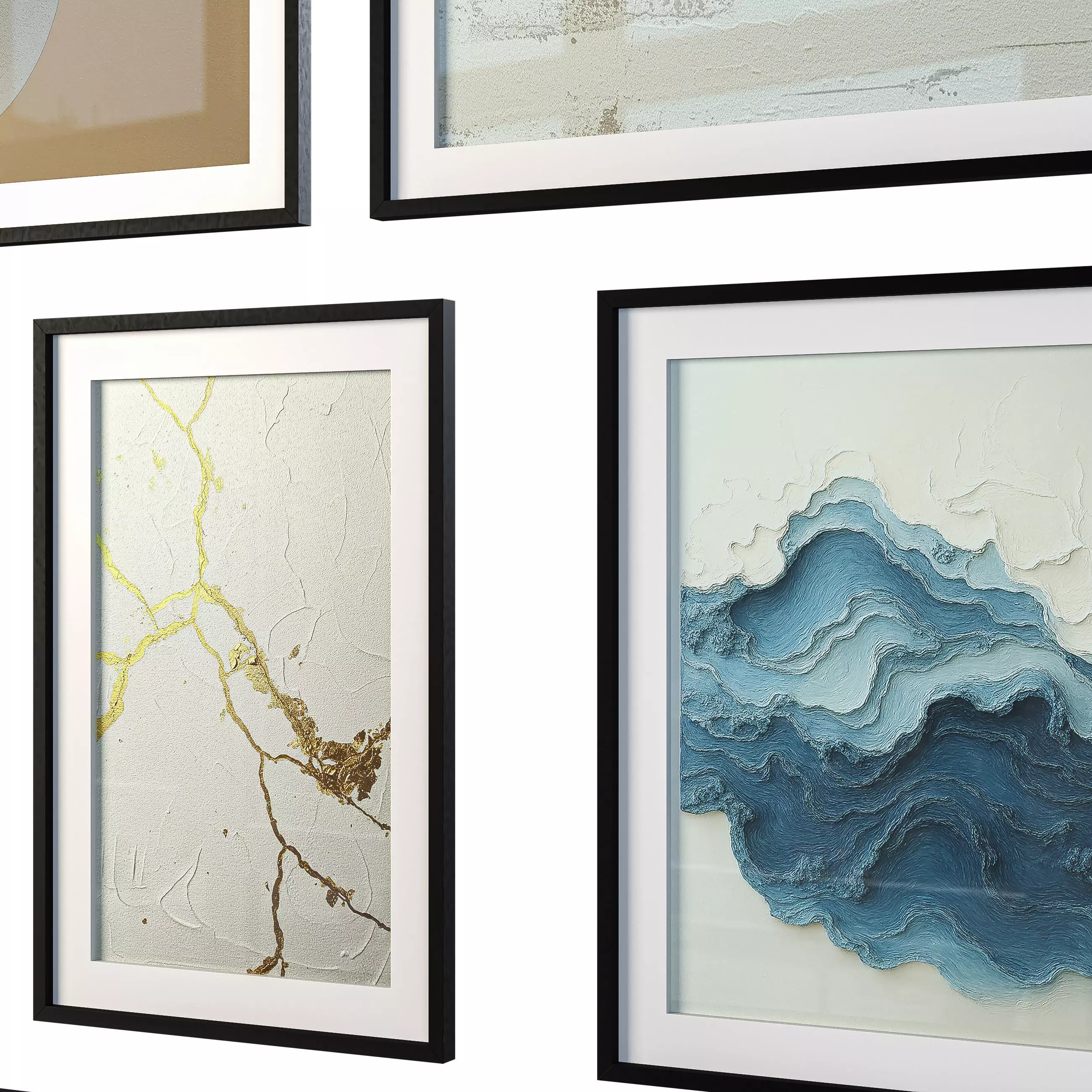 Japandi - Wabi Sabi Wall Art- Abstract - Frames -Set of 10 3D model_4