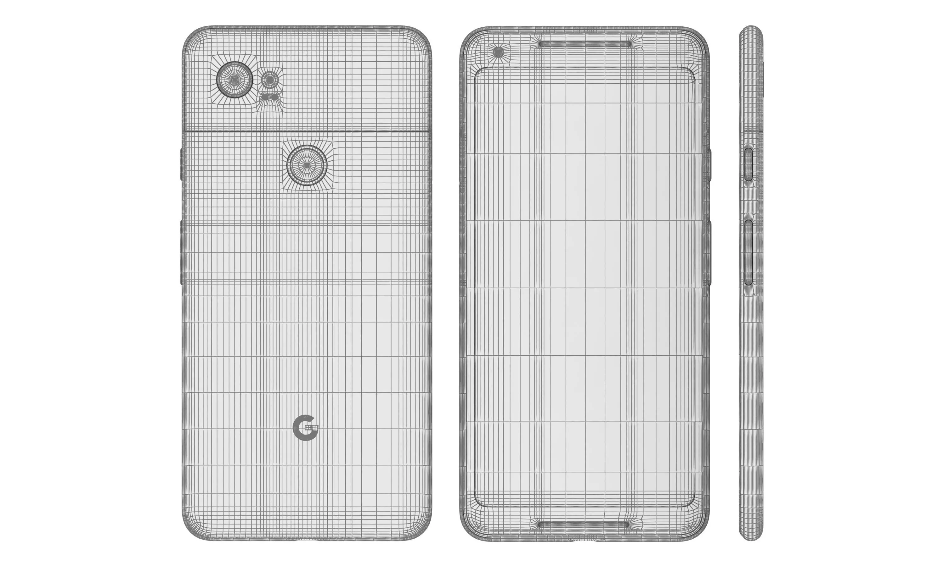 Google Pixel 2 XL Black And White High Poly  3D model_13