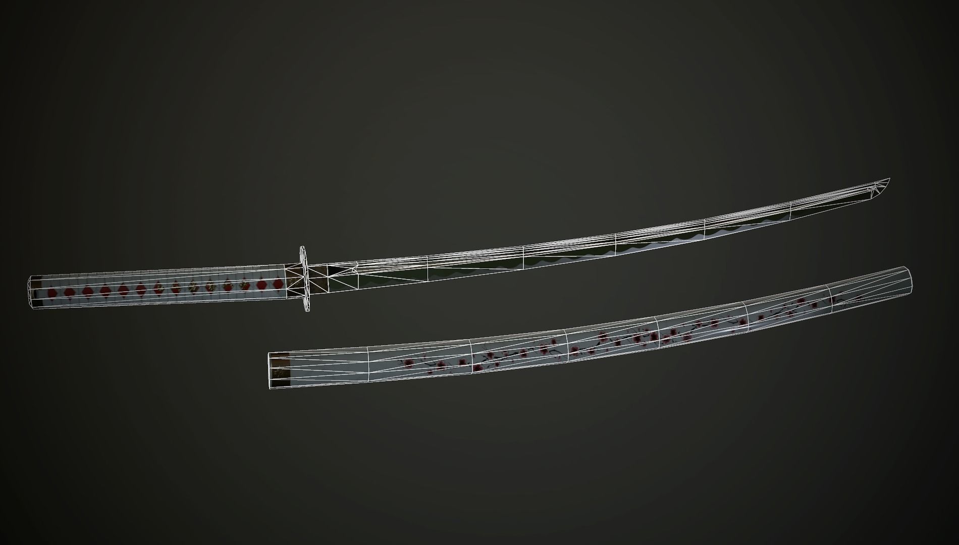 Katana Sakura - model and textures  Low-poly 3D model_6