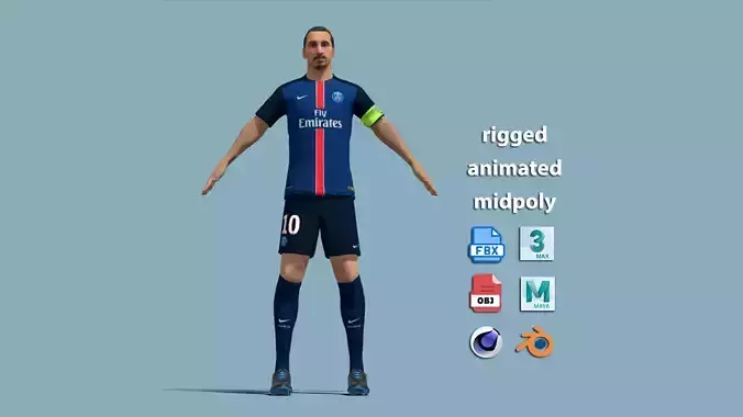 A-Pose Rigged Ibrahimovic PSG 2015