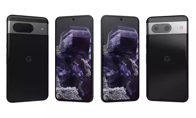 Google Pixel 8 Black Obsidian High Poly 