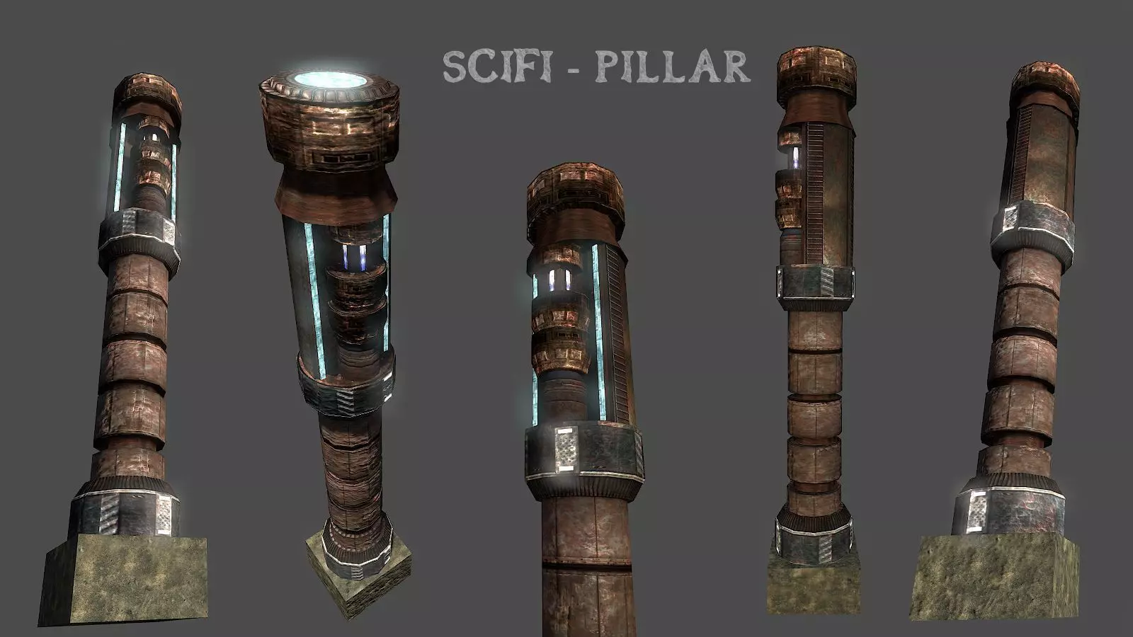 Large Cyberpunk Pillar Low-poly 3D model_0