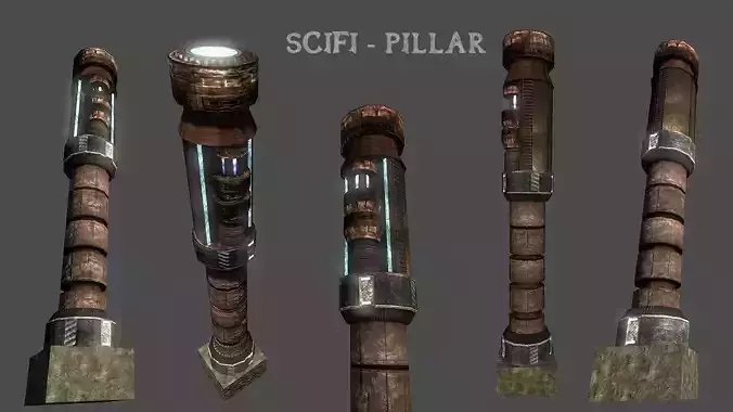 Large Cyberpunk Pillar Low-poly 3D model