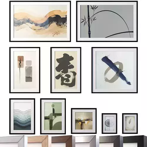 Japandi and Wabi Sabi Wall Art - Abstract Frames -Set of 10