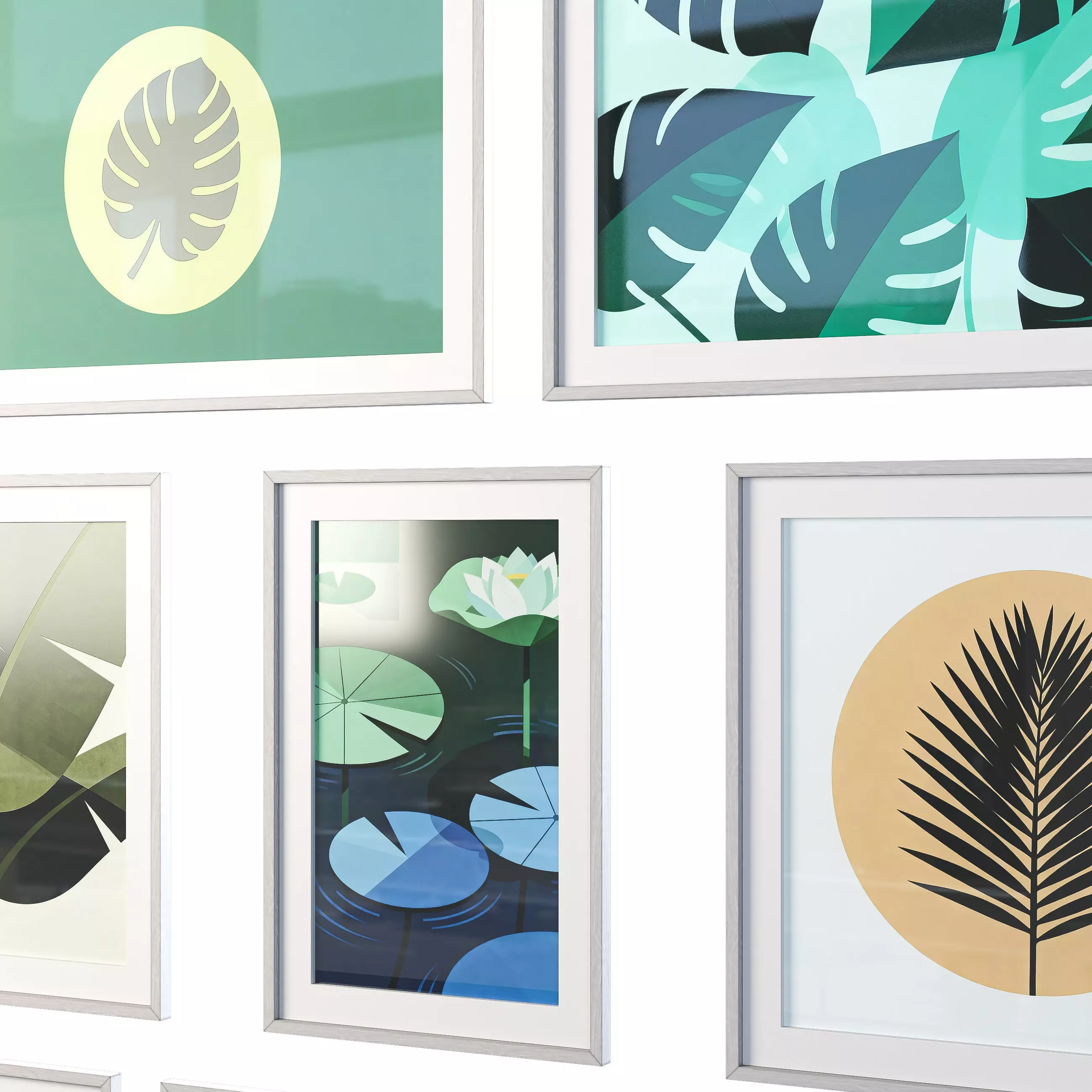 Minimalist Botanical Wall Art - Scandi Frames -Set of 10 3D model_4