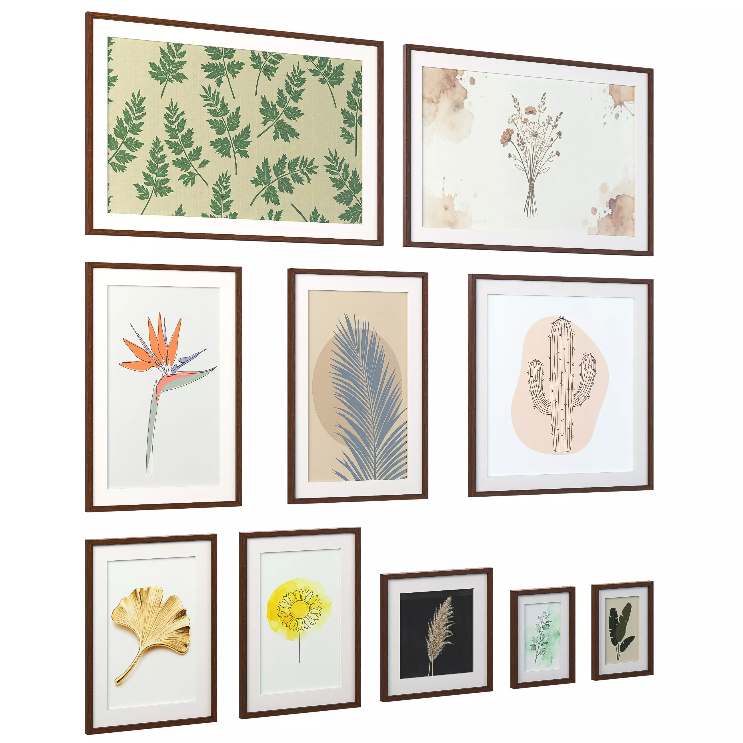 Minimalist Botanical Wall Art - Scandi Prints -Set of 10 Texture_4