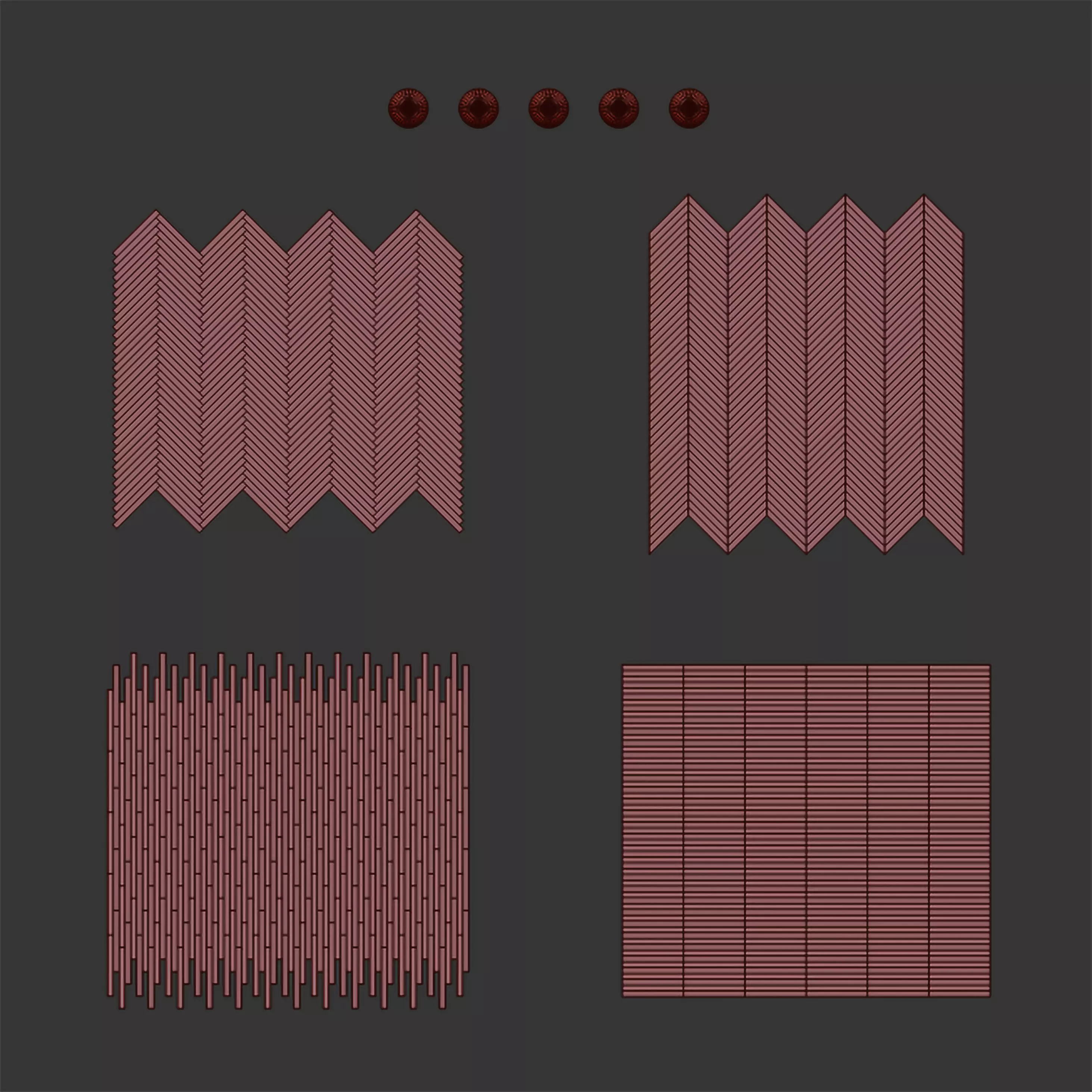 Boen Oak Parquet - Herringbone -Chevron and Linear -Set of 5 3D model_6