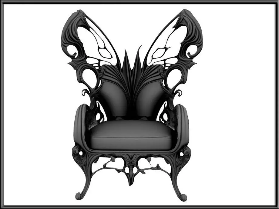 Wings Chair Low-poly 3D model_1