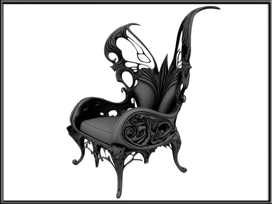 Wings Chair Low-poly 3D model_0