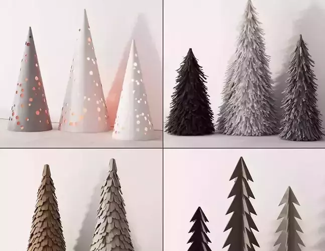 238 happy new year 02 modern christmas trees 02 3D model