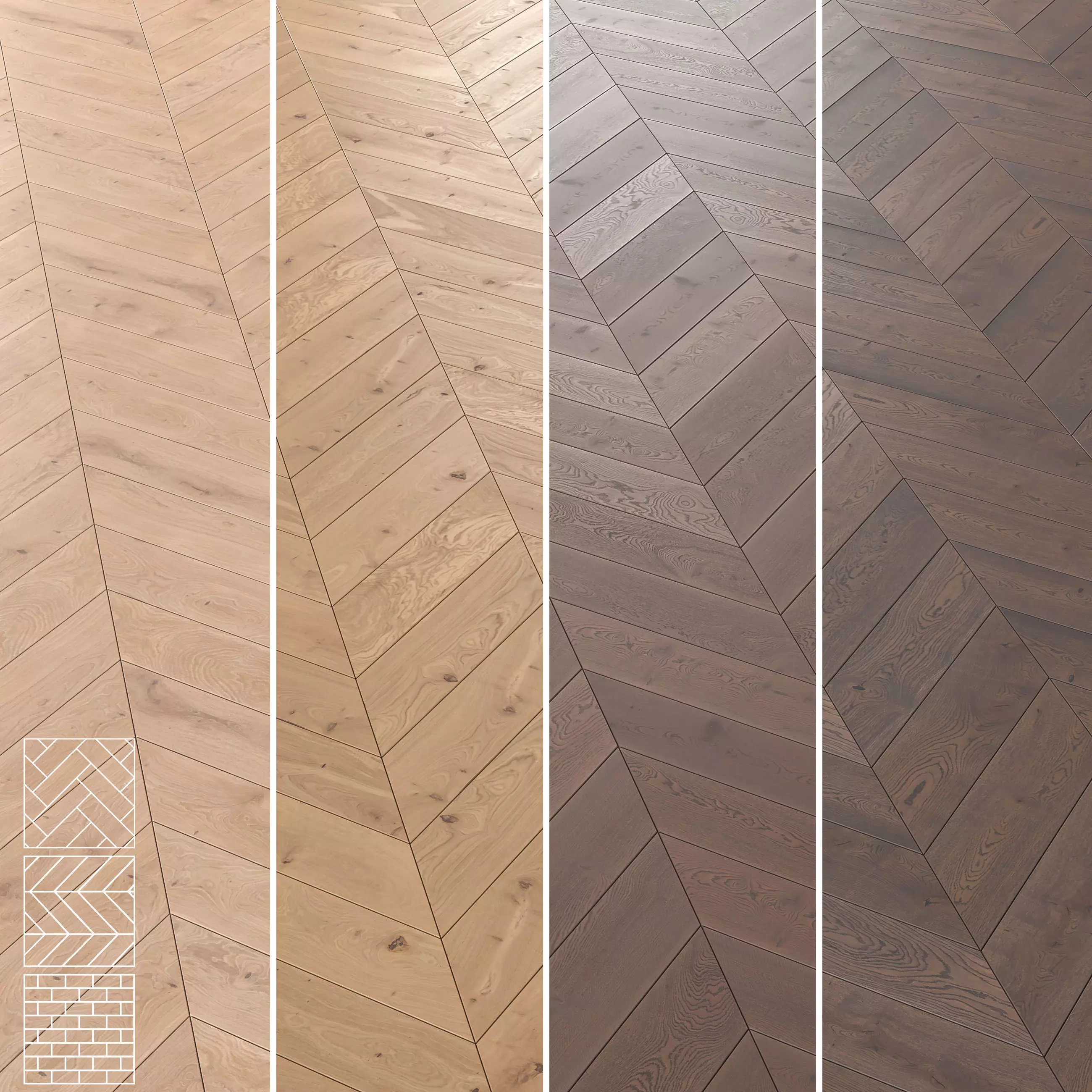 Boen Oak Parquet Flooring - Herringbone-Chevron- Linear-Set of 5 Texture_3