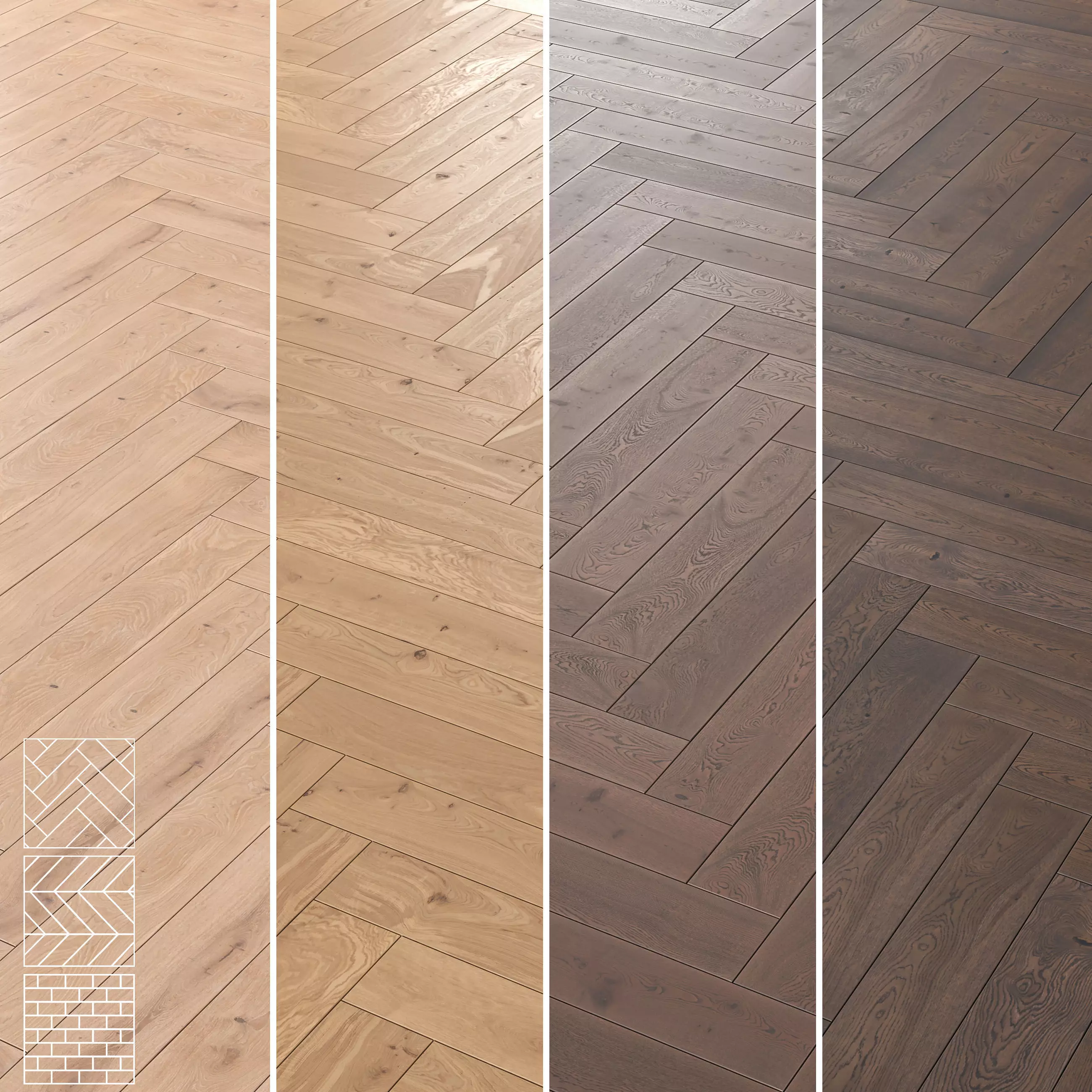 Boen Oak Parquet Flooring - Herringbone-Chevron- Linear-Set of 5 Texture_4