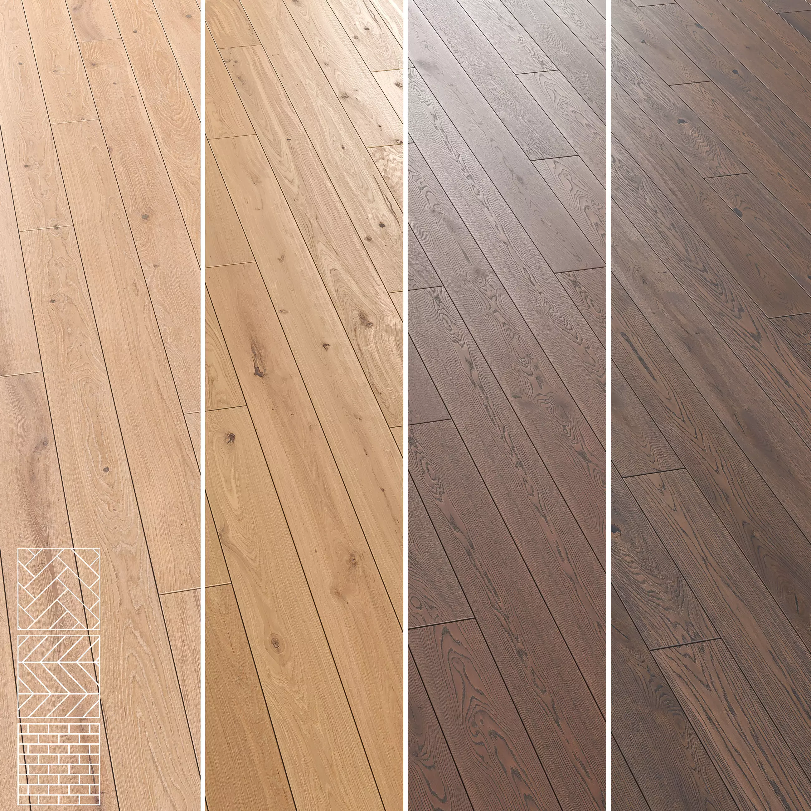 Boen Oak Parquet Flooring - Herringbone-Chevron- Linear-Set of 5 Texture_1