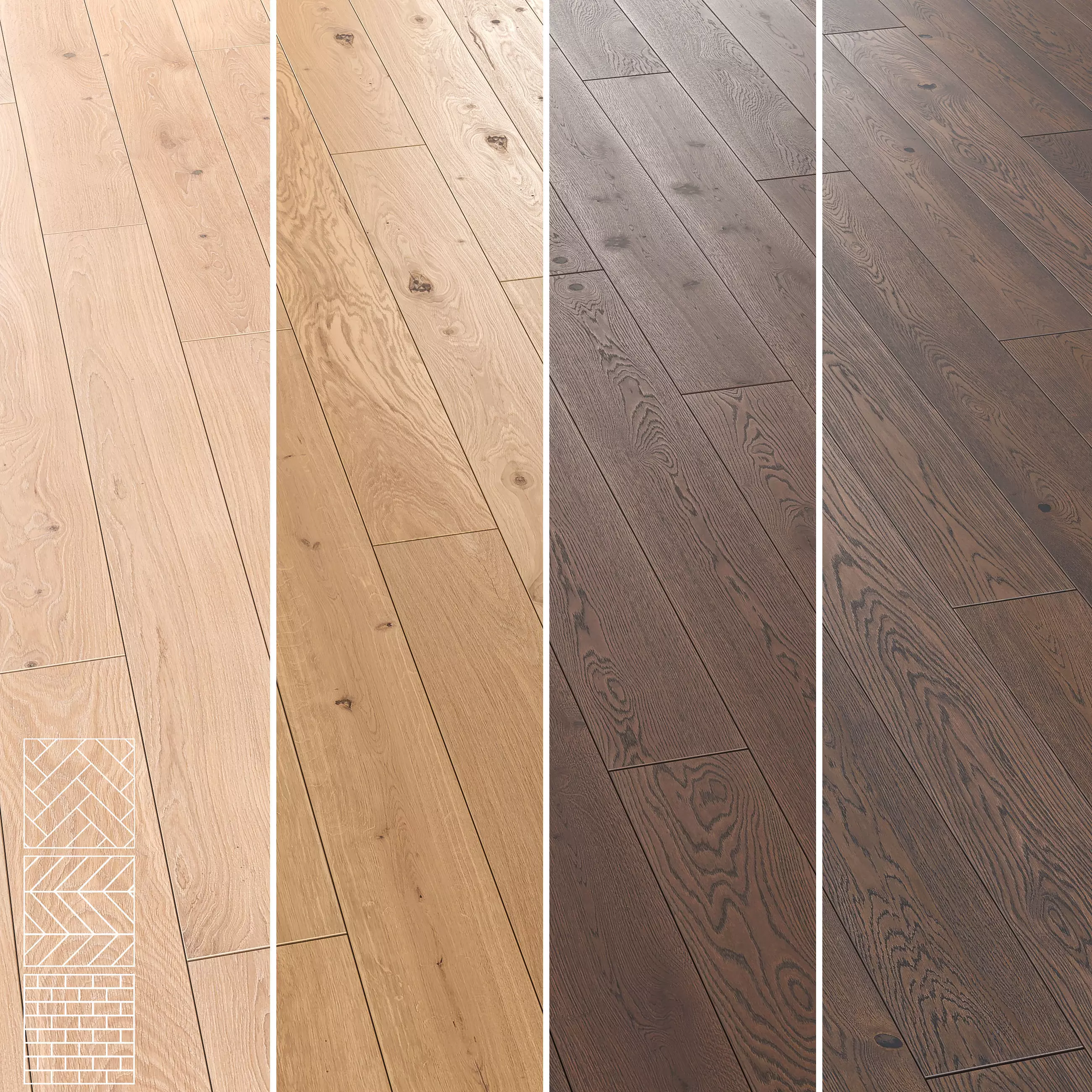 Boen Oak Parquet Flooring - Herringbone-Chevron- Linear-Set of 5 Texture_2