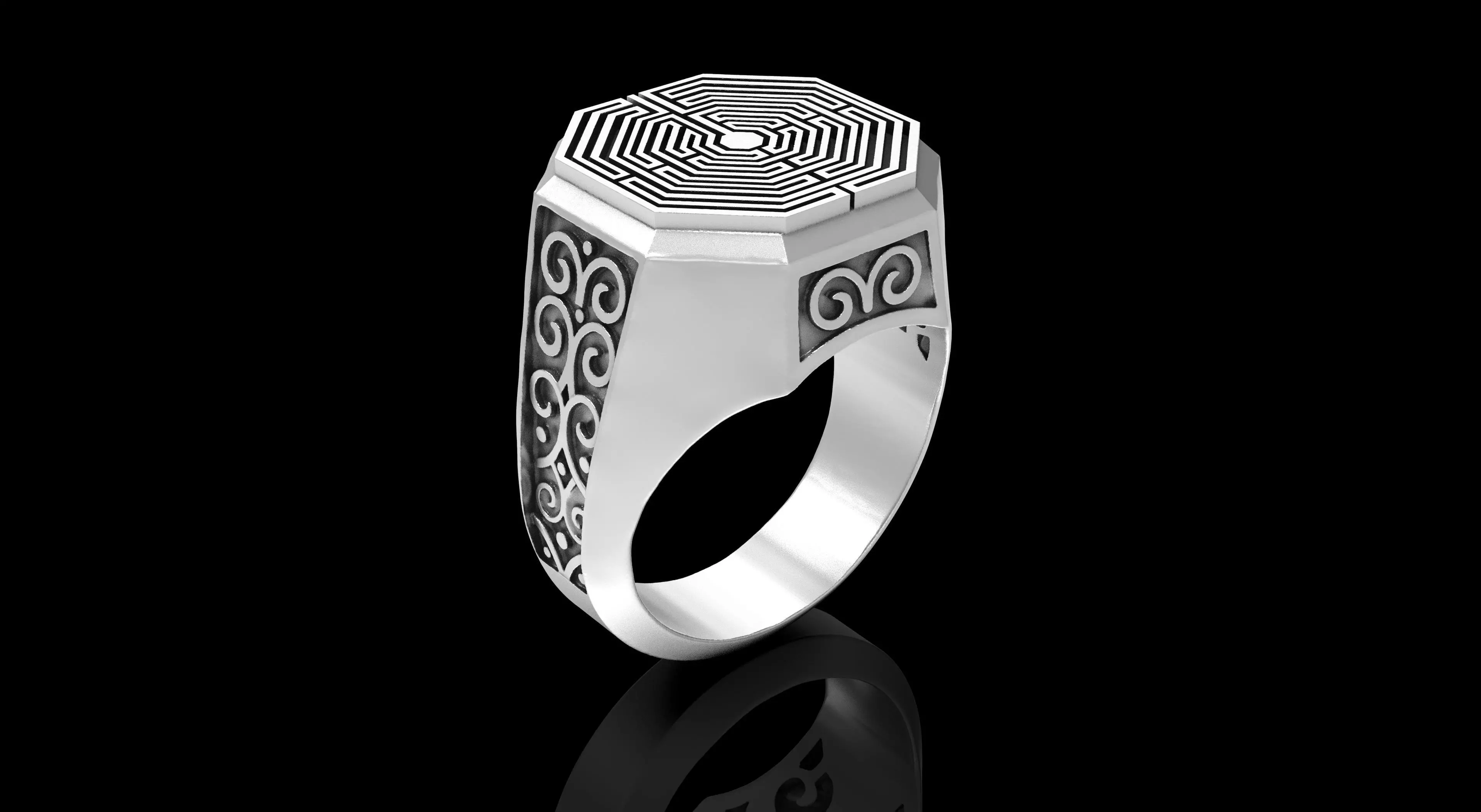 maze ring 3D print model_4