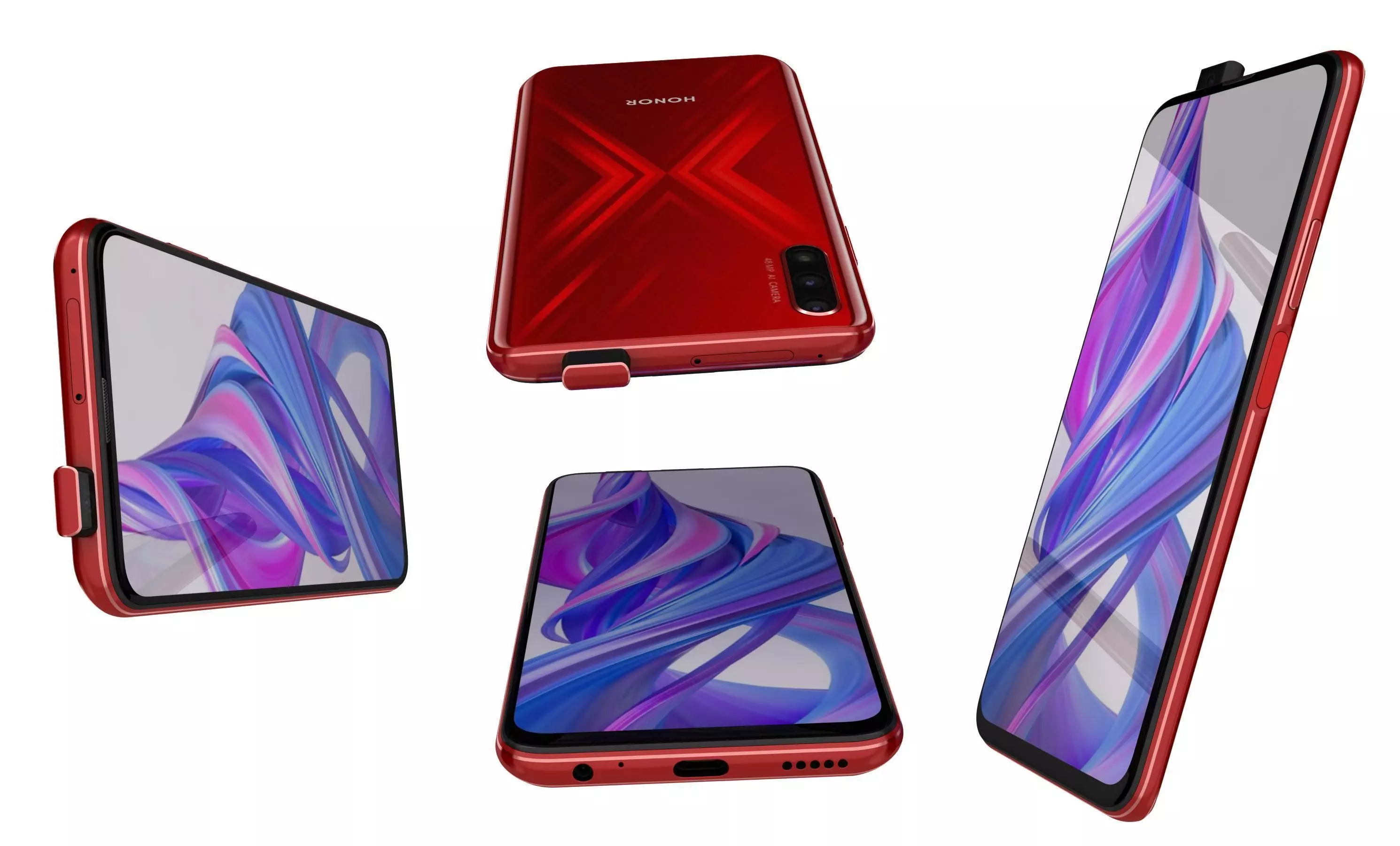 Honor 9X Charm Red High Poly 3D model_7