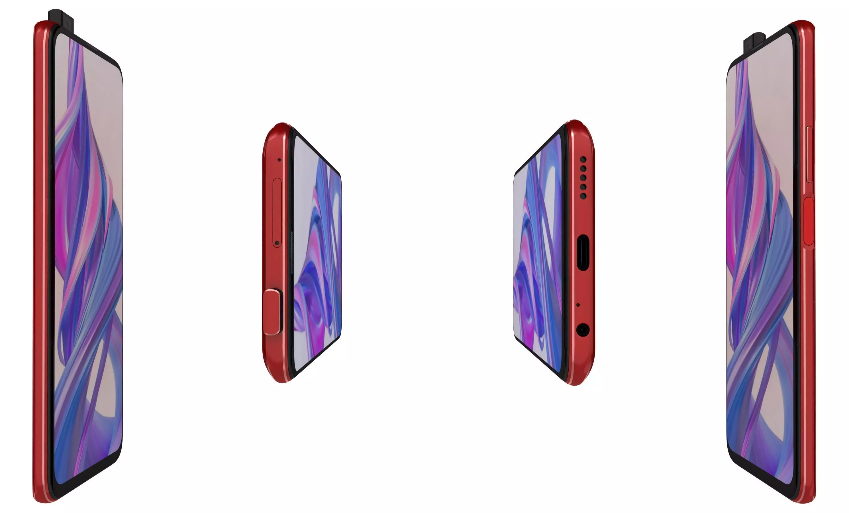 Honor 9X Charm Red High Poly 3D model_2
