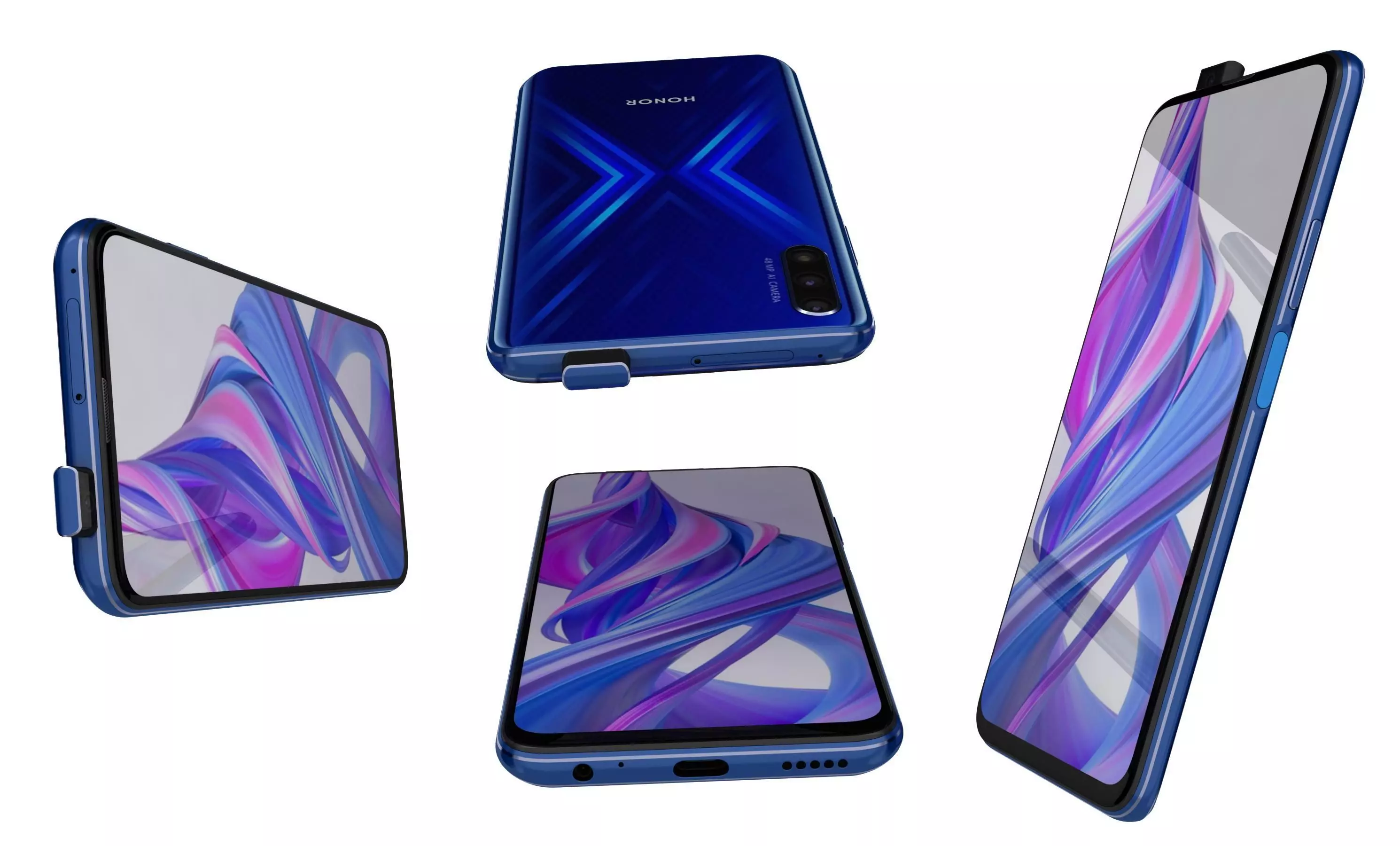 Honor 9X Charm Sea Blue High Poly High Poly 3D model_7