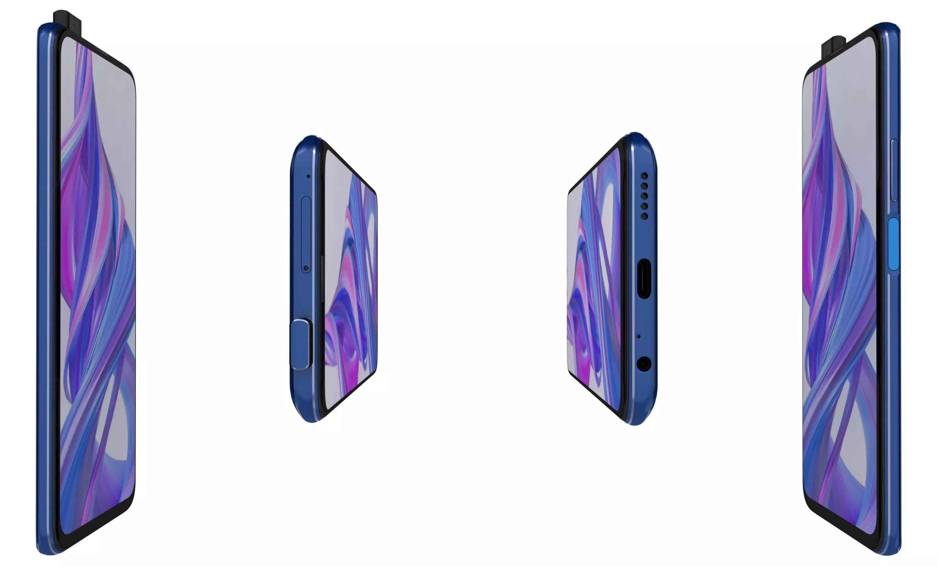 Honor 9X Charm Sea Blue High Poly High Poly 3D model_2