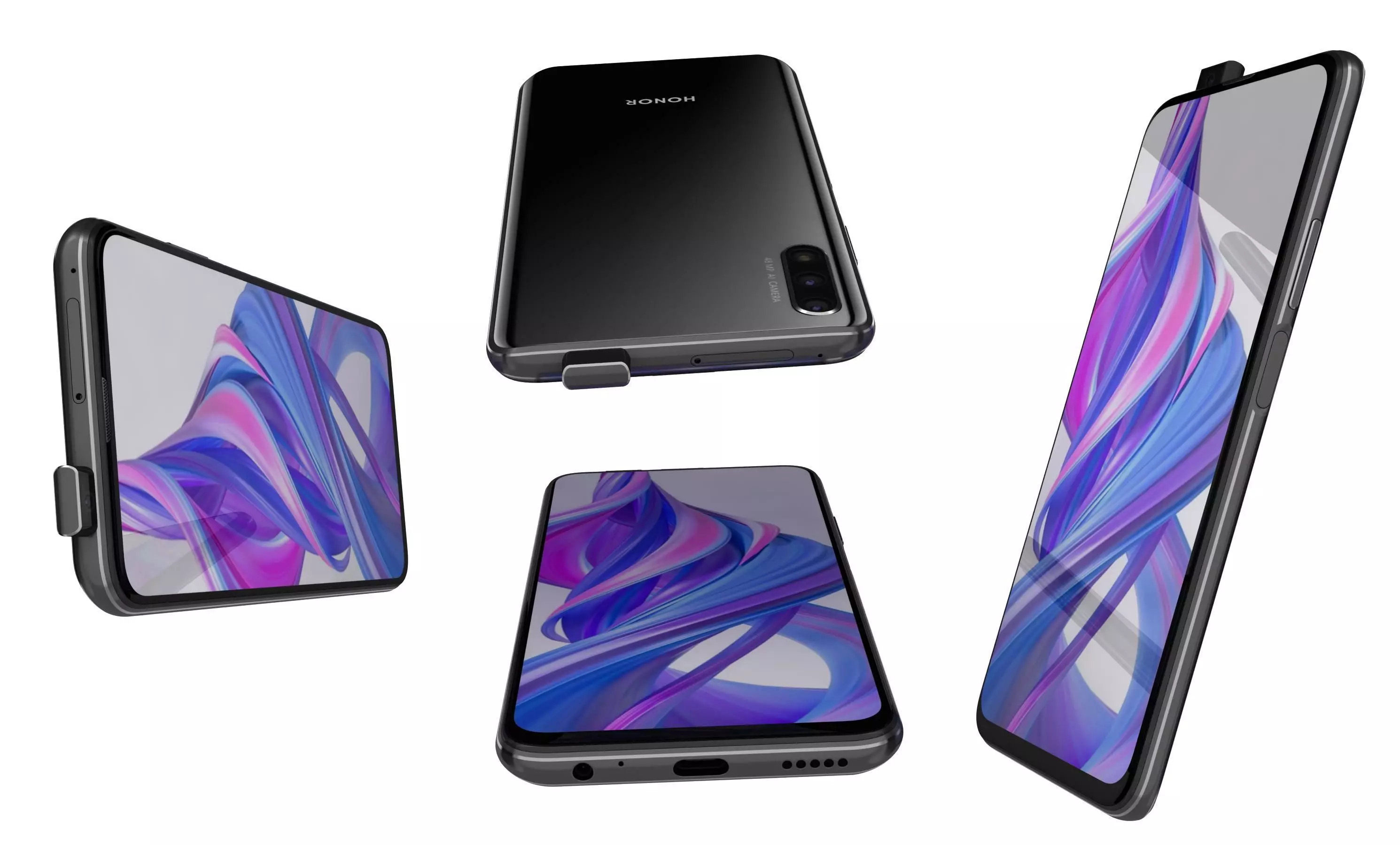 Honor 9X Magic Night Black High Poly 3D model_7