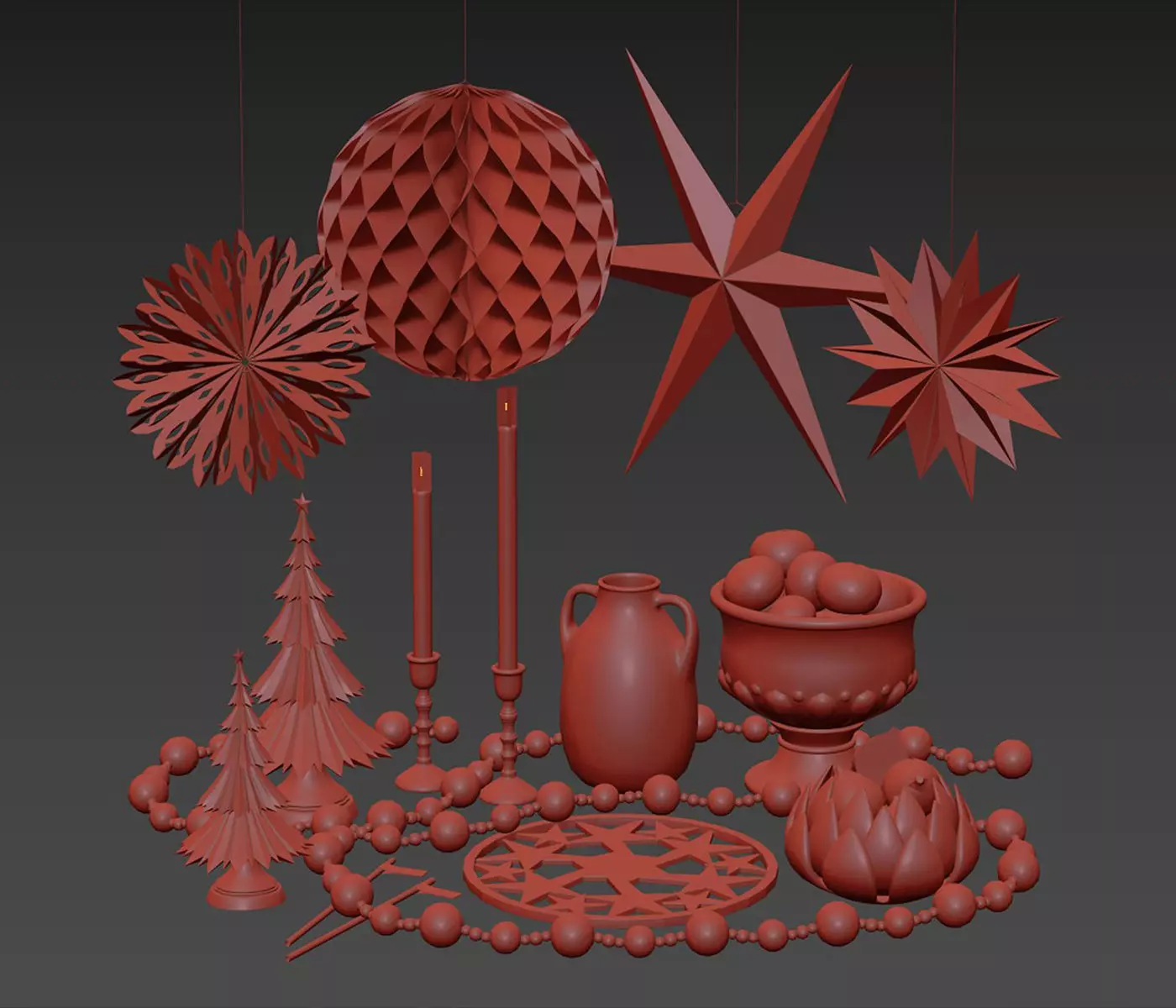 Christmas decorative set 3D model 3D model_3