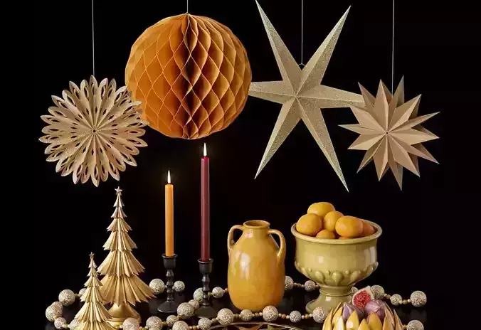 Christmas decorative set 3D model 3D model