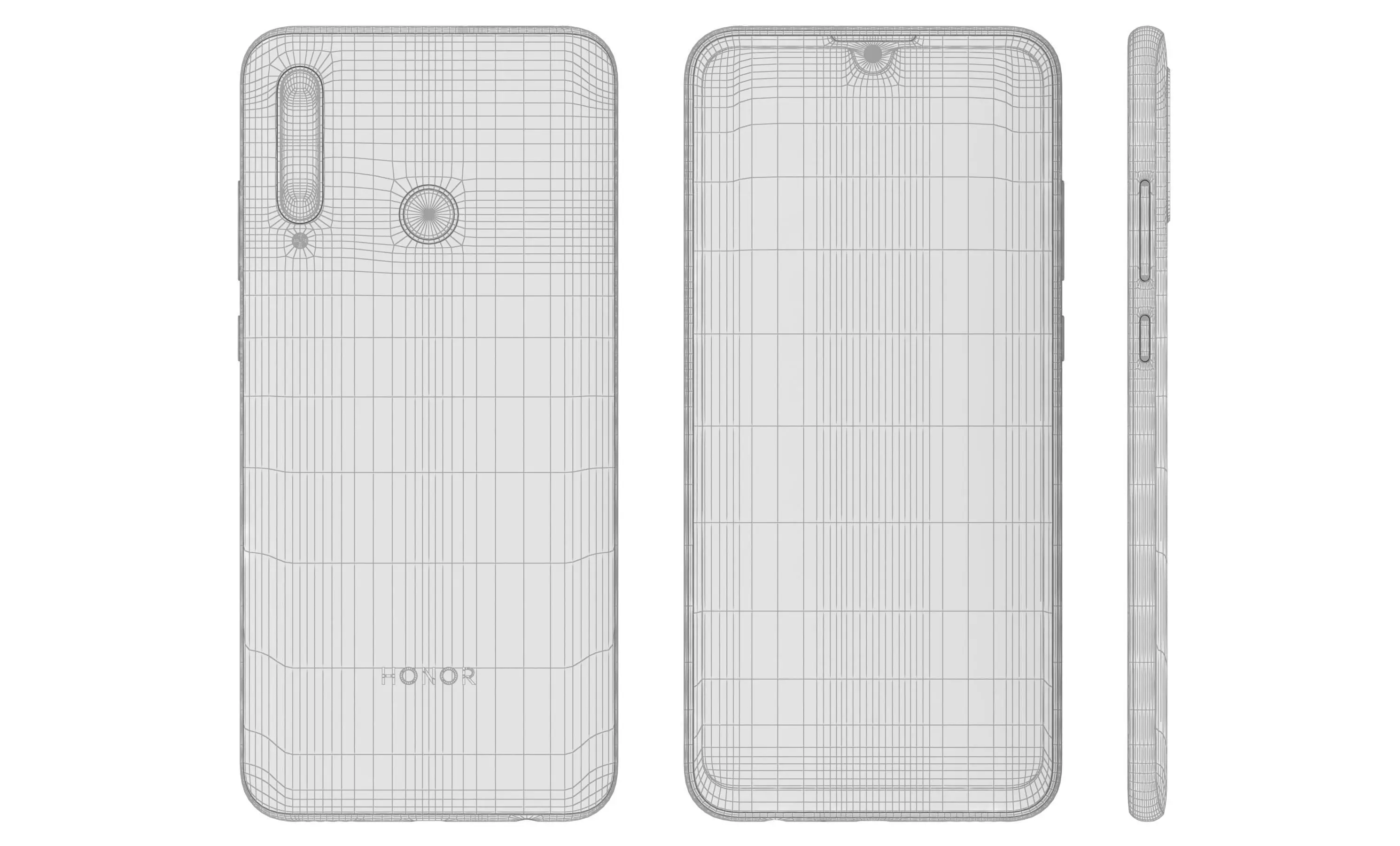 Honor 20 Lite Phantom Blue High Poly 3D model_11