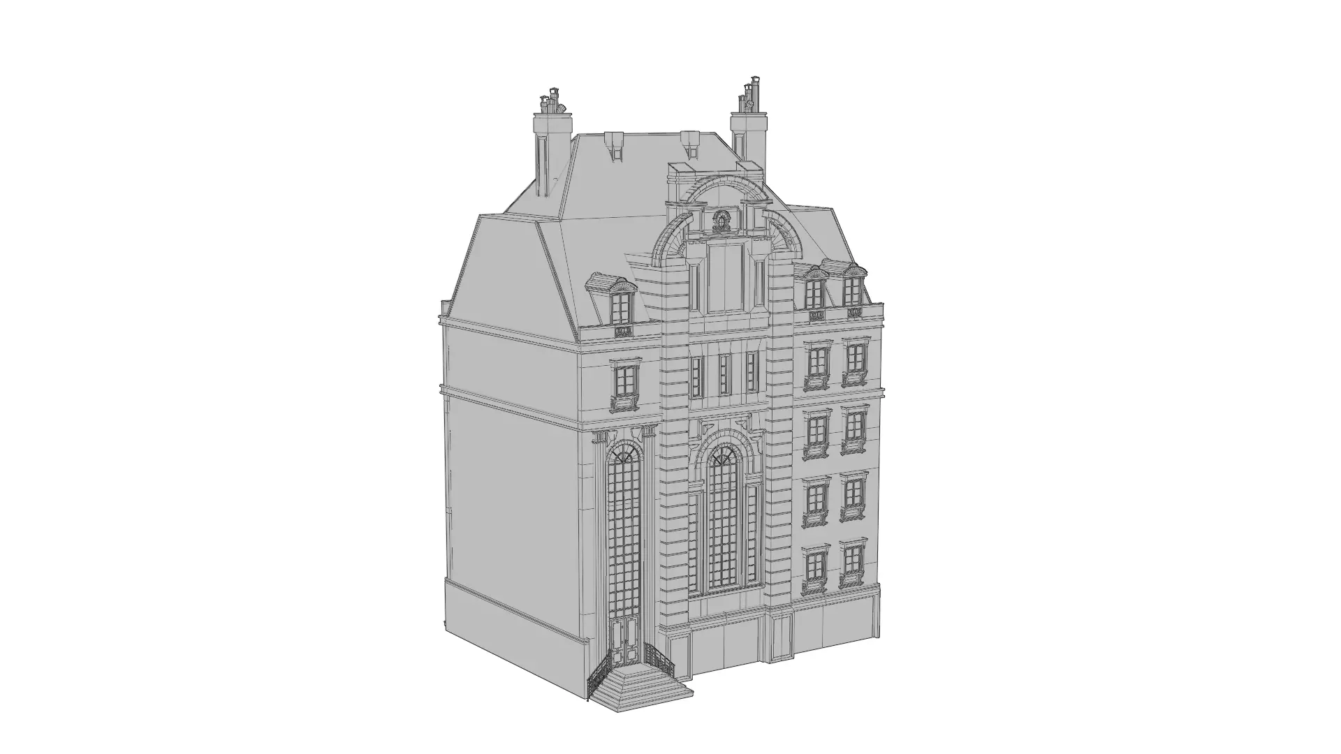 Classical European Building - House 15 3D model_8