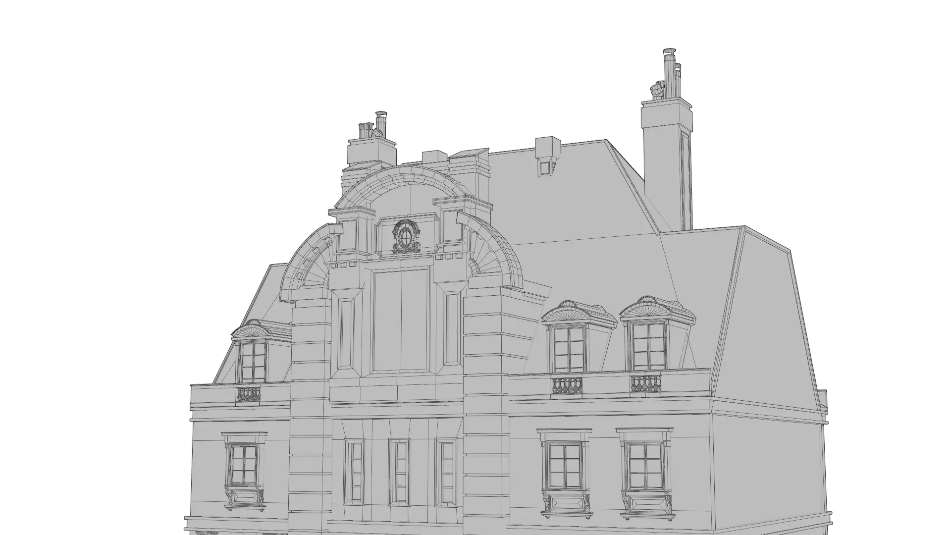 Classical European Building - House 15 3D model_11