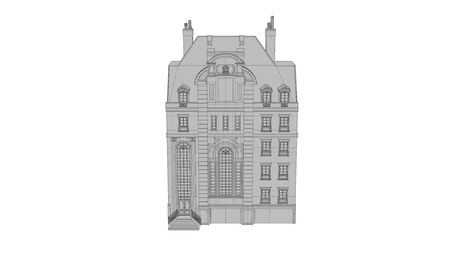 Classical European Building - House 15 3D model_10