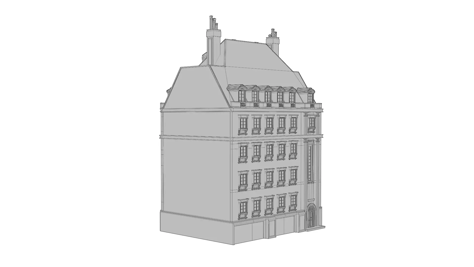 Classical European Building - House 15 3D model_9