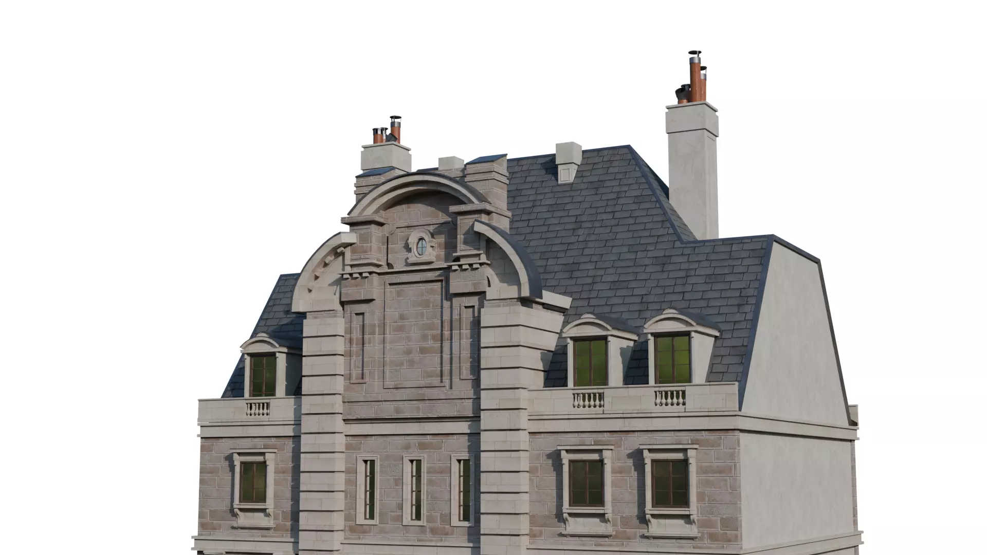 Classical European Building - House 15 3D model_6