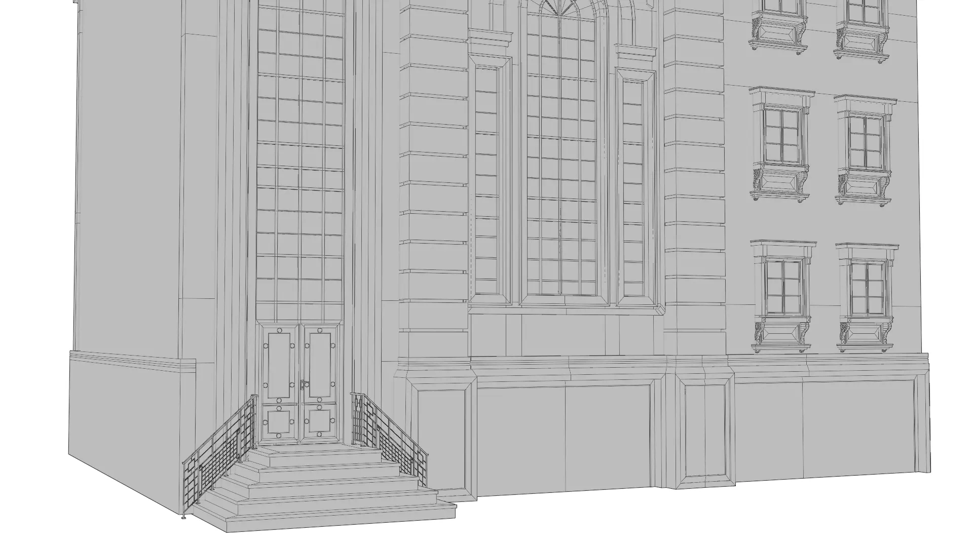 Classical European Building - House 15 3D model_3