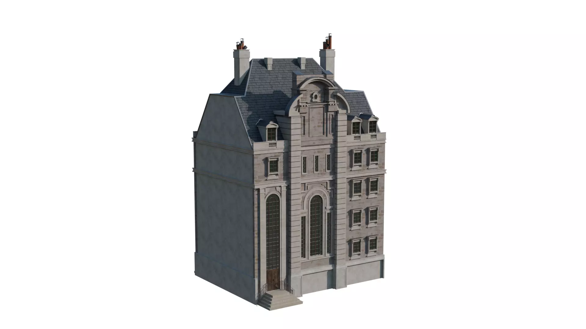 Classical European Building - House 15 3D model_2