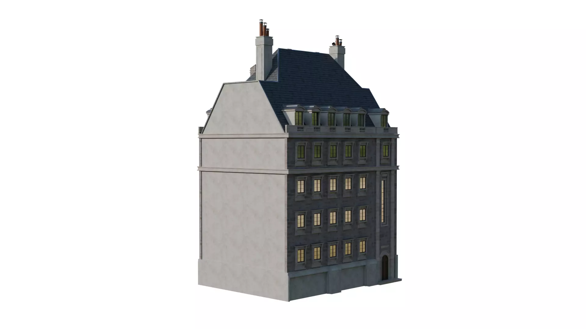 Classical European Building - House 15 3D model_4