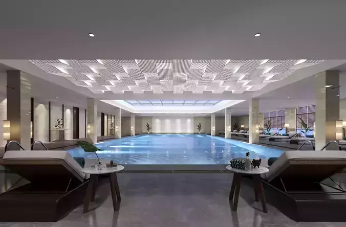 interior swimming pool03 Low-poly 3D model