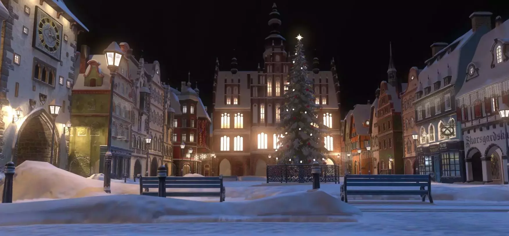 Town Square Christmas 3D model 3D model_0